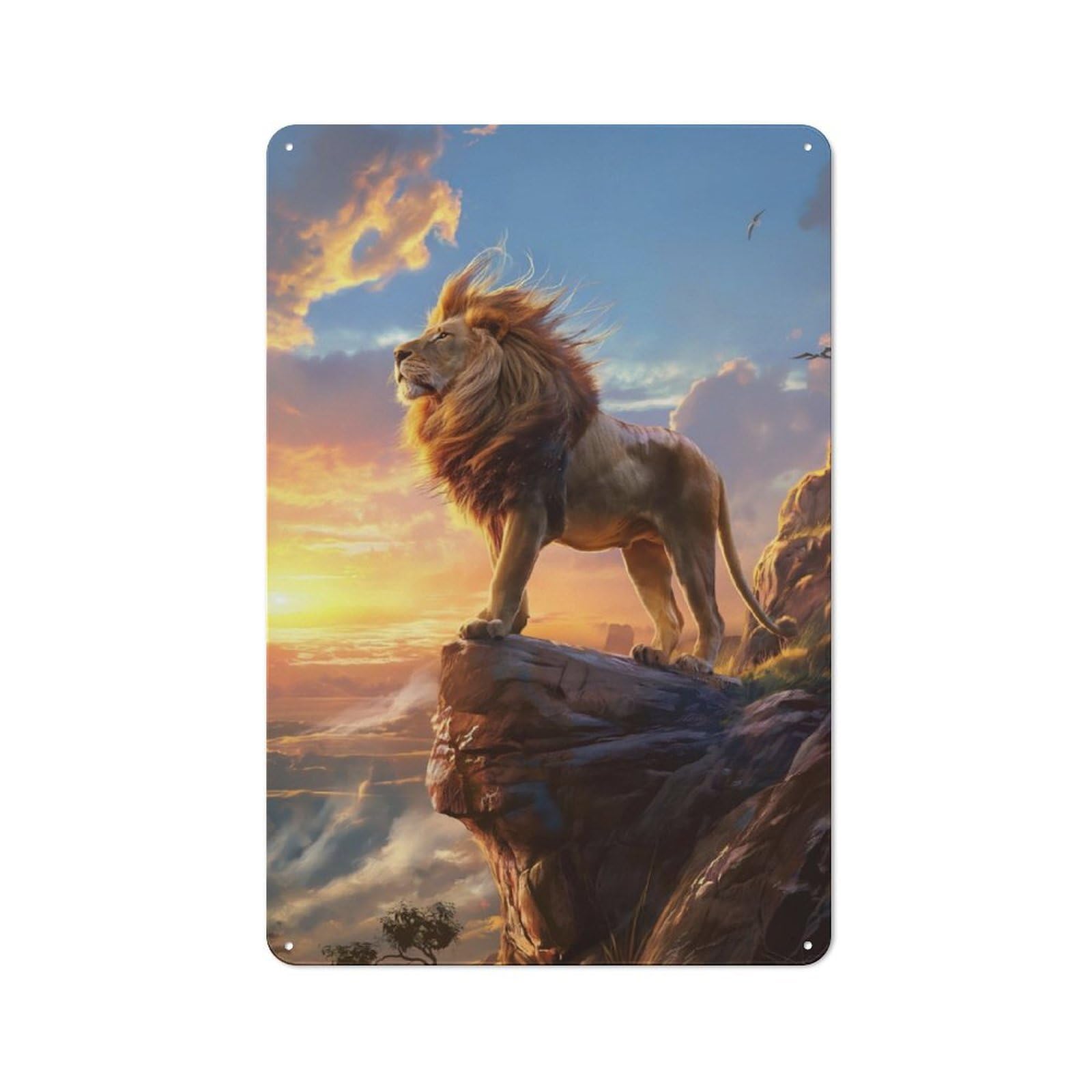 Junmoney Lions Sunrise Majesty Tin Sign 30X20cm With For Workshop Wall, Vintage Decor, For Metal Sign Collectors, For Garage And Workshop Walls