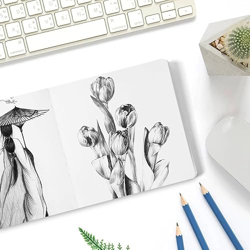 Miniatura 5 de Cuaderno de bocetos cuadrado de tapa dura azul profundo, 4.7 x 4.7 pulgadas, 42 hojas de libro de arte de 250 GSM, papel ultra suave, ideal para