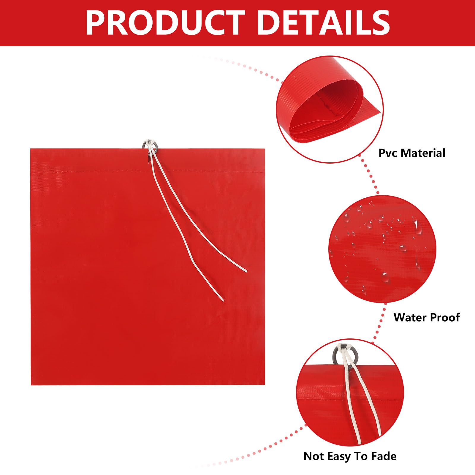 Bandiere di avvertimento rosse con corda set 30x30 cm per trasporto portabici auto roulotte