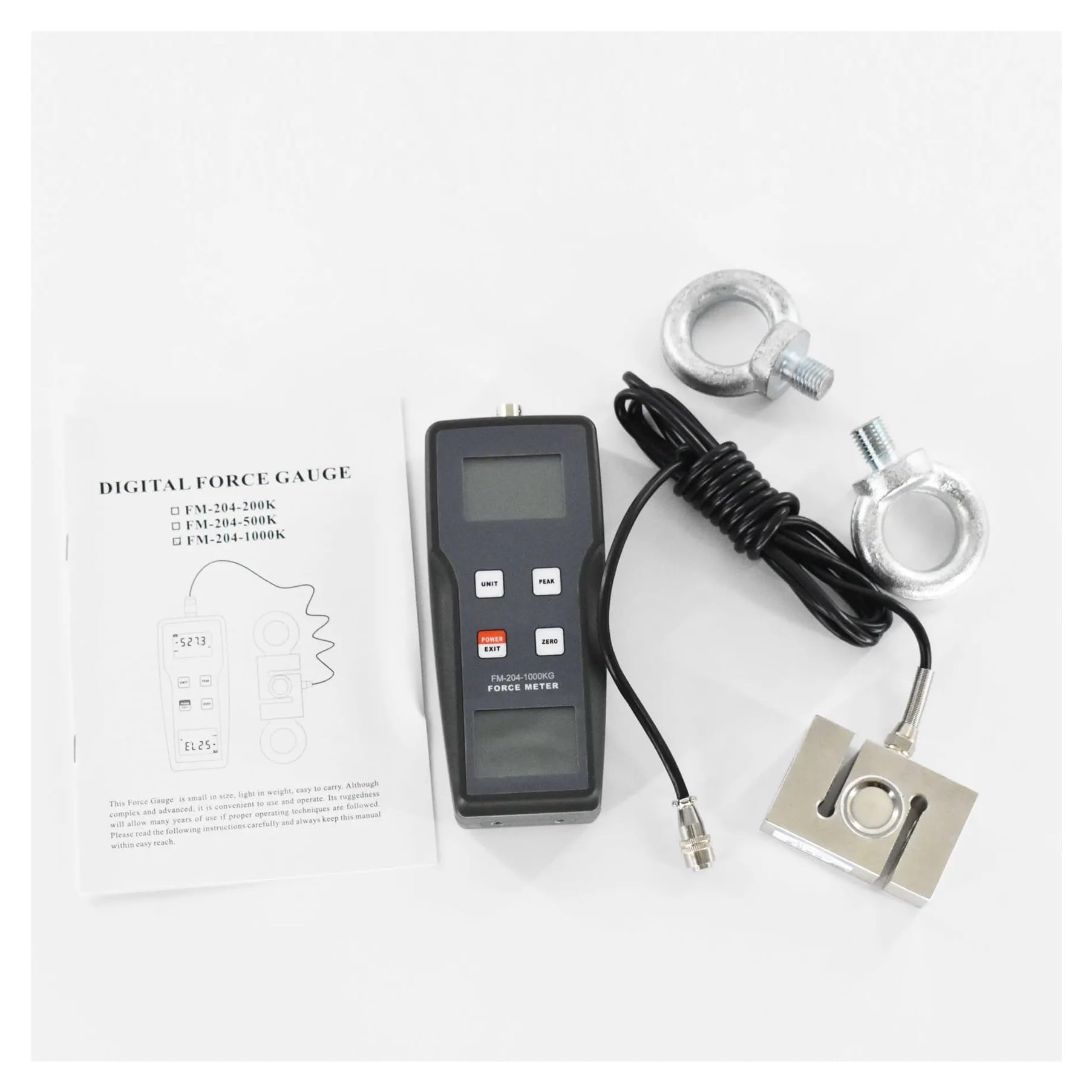 Dynamometr, Tester dynamometru ciągnącego i pchającego o wysokiej dokładności 9800N Cyfrowy miernik siły FM-204-1000K N, kg, lb