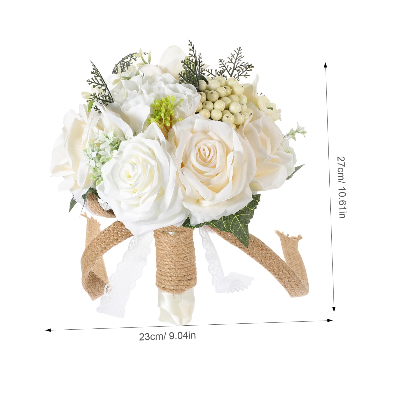 Cabilock Kunstblumenstrauss Groß mit Rosen aus Seidenstoff Langlebig und Pflegeleicht als Brautstrauß und Hochzeits Tischdekoration in Elegantem Beige