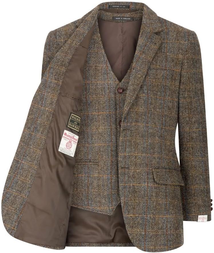 Walker and Hawkes Harris Tweed Blakemore Blazer for Men - Hand-Woven Wool Tweed Jacket with Polyester Lining, Regular Fit - Image 5