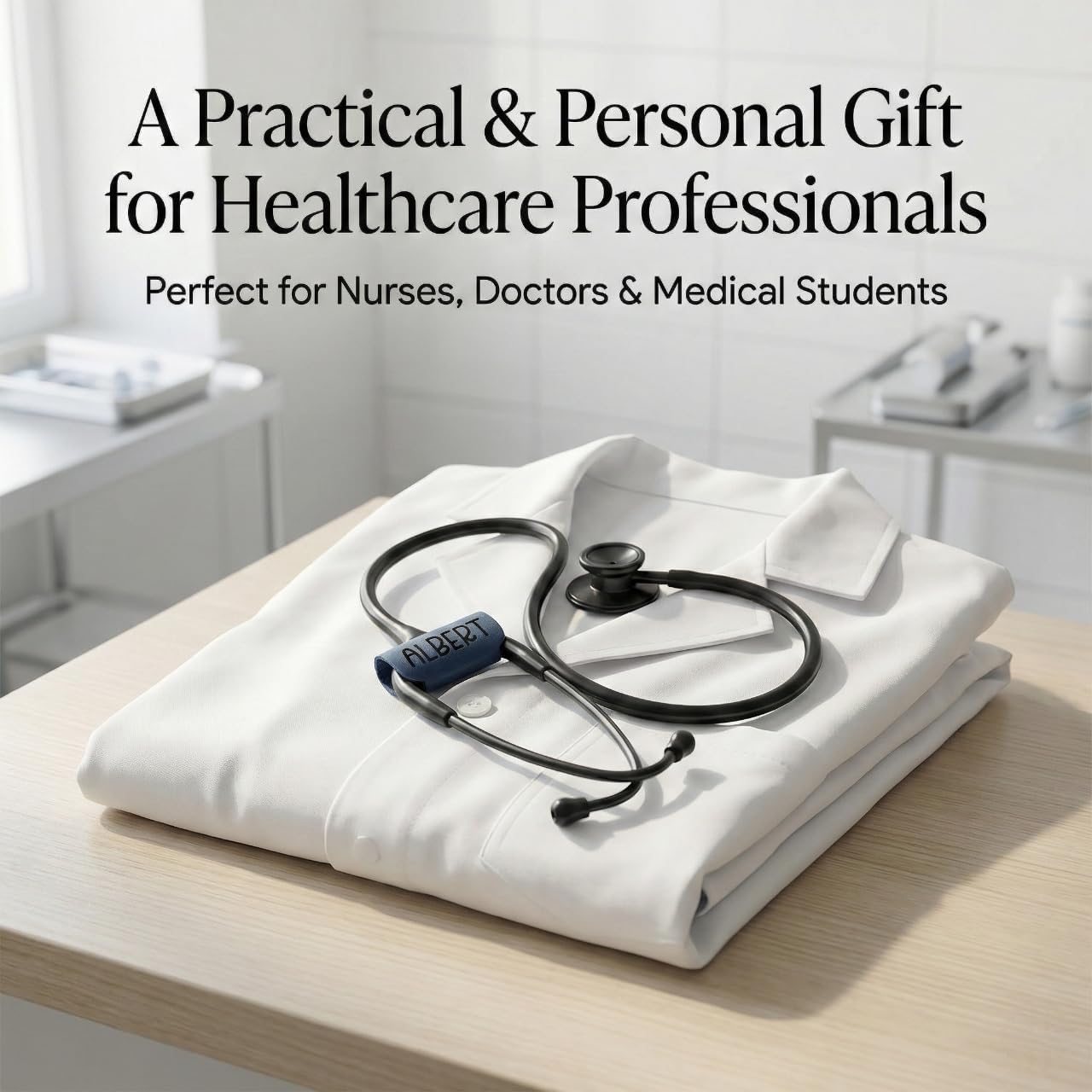 Personalized Stethoscope Name Tag – Laser Engraved Leather ID Tag for Nurses & Doctors – Custom Medical Name Label – Fits Most Stethoscopes