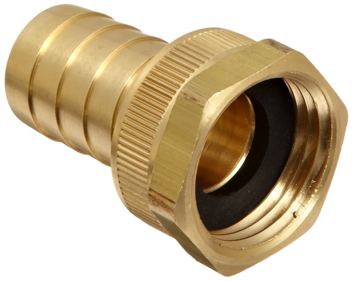 Dixon BCF76 Brass Hose Fitting, Machined Coupling with Swivel Nut, 3/4" GHT Female x 3/4" Hose ID Barbed