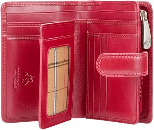 VISCONTI Monza Collection MZ11 - Bolso con dos notas con protección RFID para mujer, Rojo -, Cartera Rfid