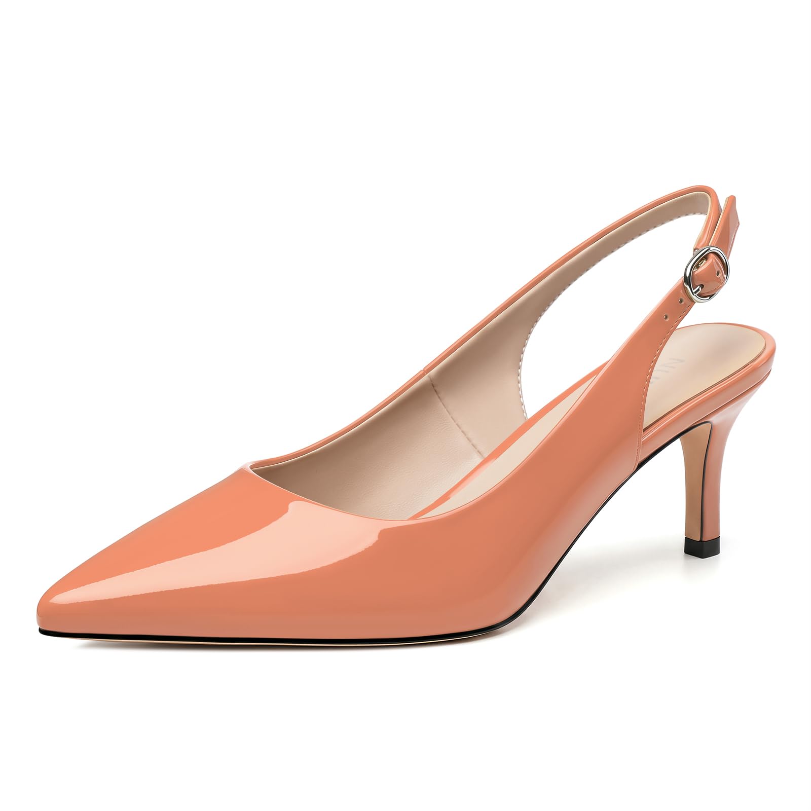 NUMALEO Kitten Heels for Women Pointed Toe Slingback Pumps | 2.5 Inch Close Toe Comfortable Pumps Wedding Party Casual Work Dress Shoes
