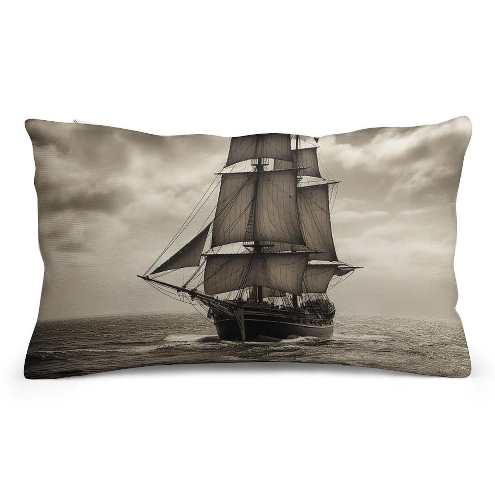 Velvet Pillowcases Standard Size 8"x12", Ultra Soft Breathable Pillow Cases for Bed, Luxury Cozy Fuzzy Pillow Shams, Lumbar Pillow Cover, Nautical Sailing Pirate Theme Cushion Case Home Decor