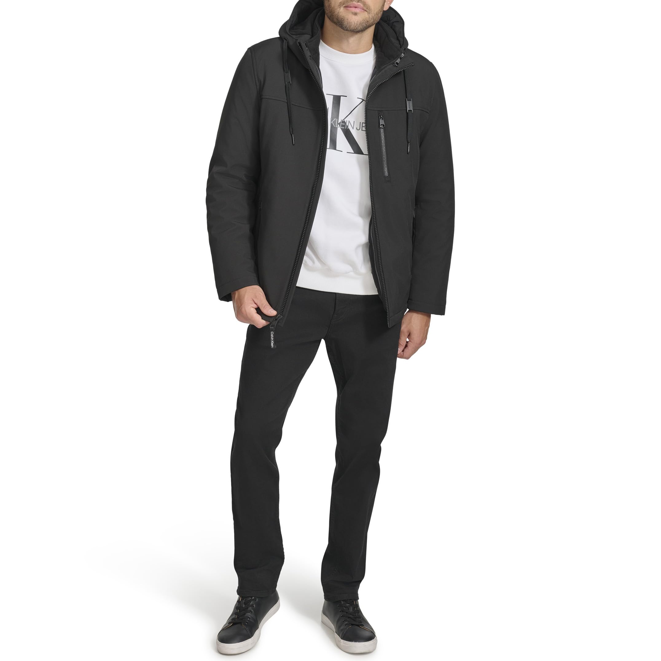 Calvin Klein Herren Everyday Essential Kapuzenjacke, Schwarz, L – Ansicht 2