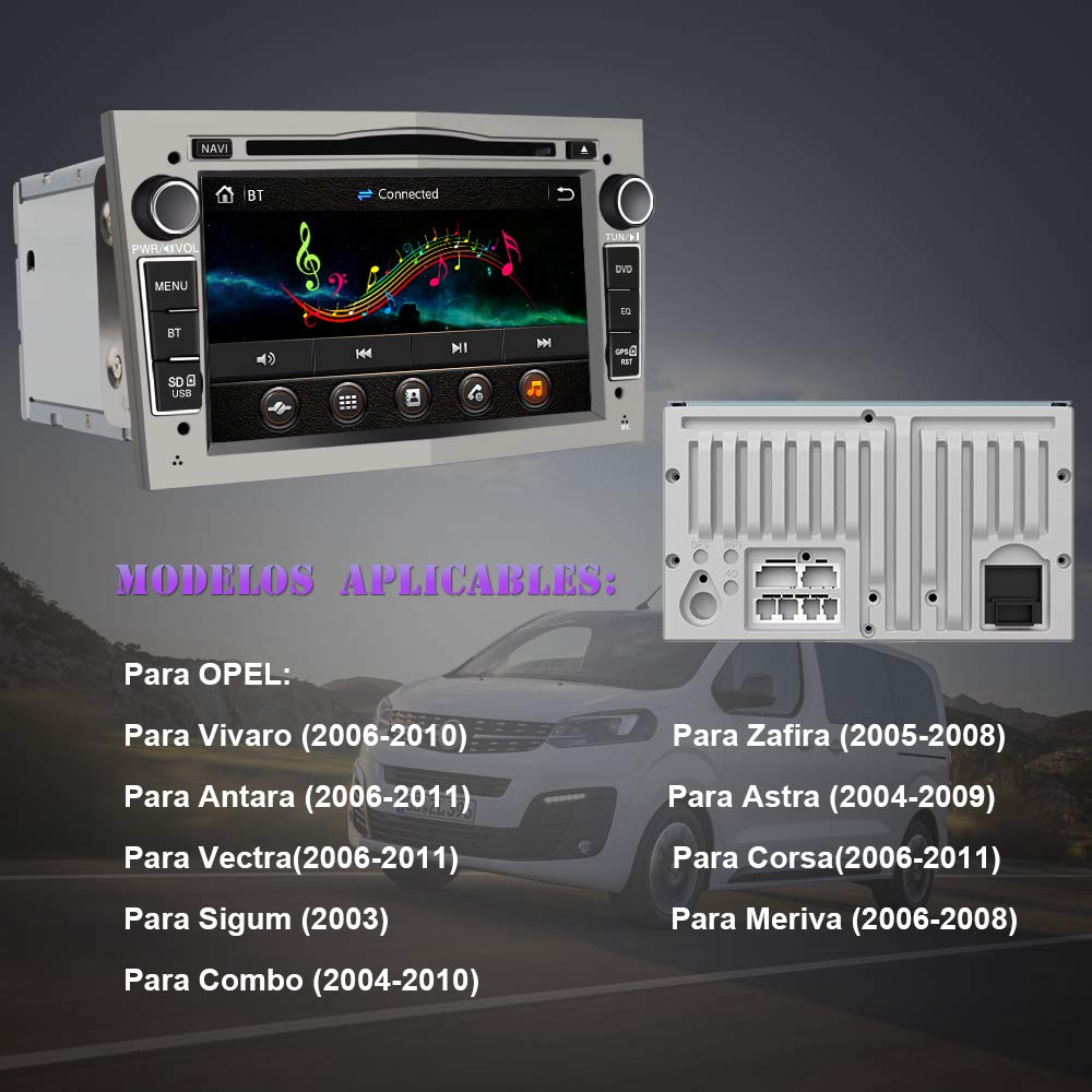 AWESAFE Radio Coche 7 Pulgadas con Pantalla Táctil 2 DIN para Opel, Autoradio con Bluetooth/GPS/FM/RDS/CD DVD/USB/SD, Apoyo Mandos Volante, Mirrorlink y Aparcamiento (Gris)