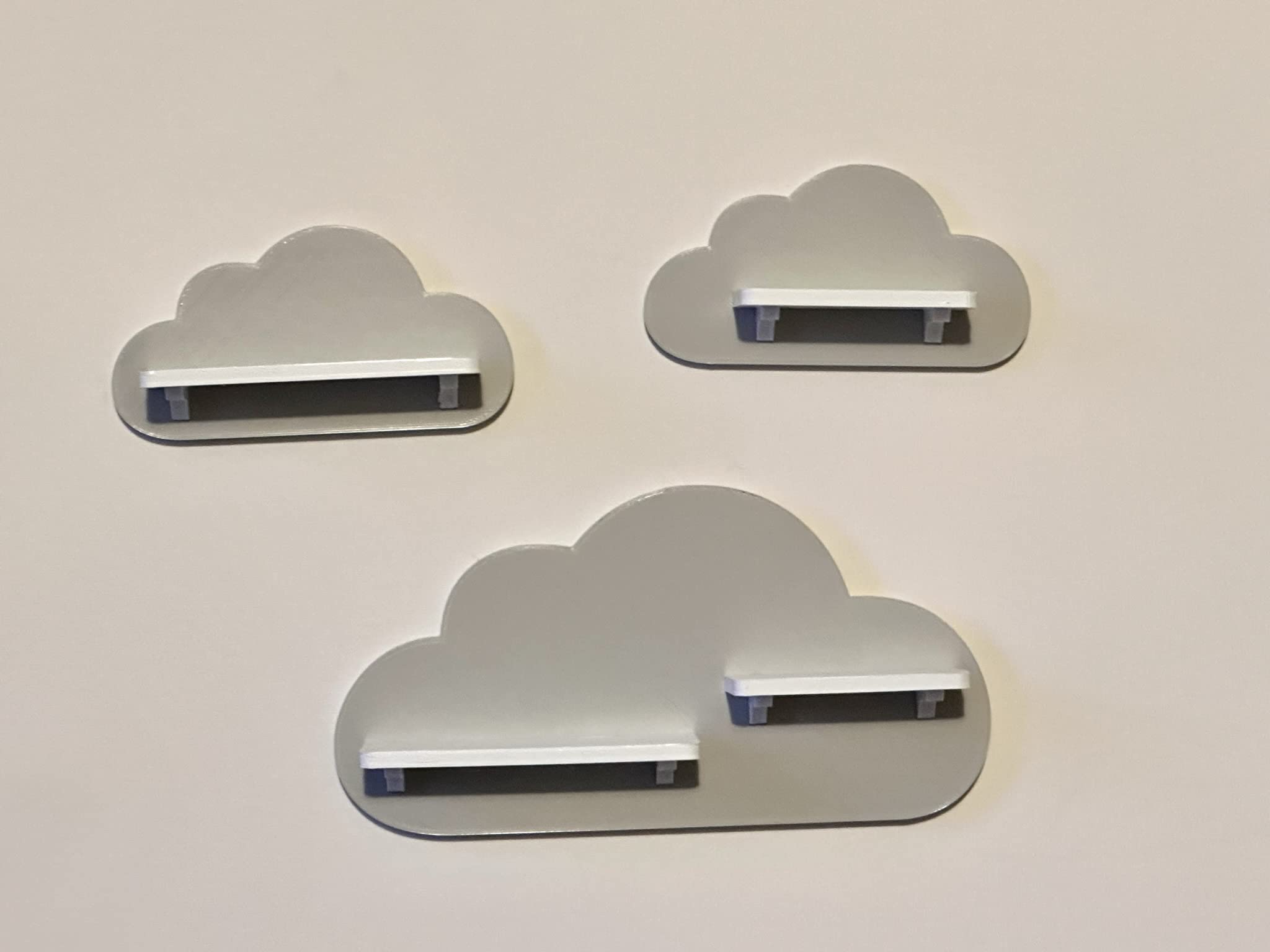 PsGreen 3er Wolken-Set passend/Kompatibel für die Toniebox Toniefiguren (Hellgrau)