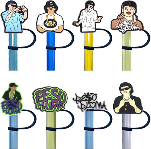 Kleeblatt Peso Pluma - Tapas de pajilla, 8 piezas de bonitas puntas de pajitas de silicona reutilizables, adornos para popotes para vasos, adecuado