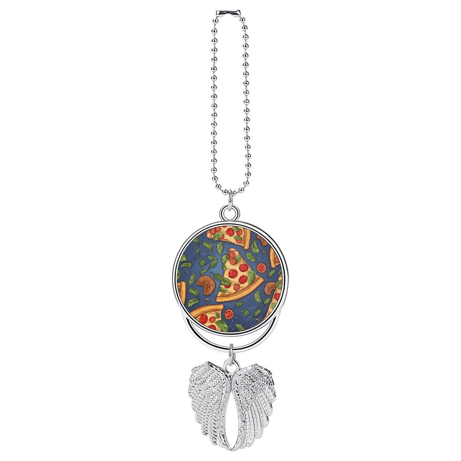 Pizza Car Pendant Hanging Swing Auto Rear View Mirror Hanging Car Rear View Mirror Charm Truck Hanger Ornament Charm for Car Rear View Mirrors Accessories