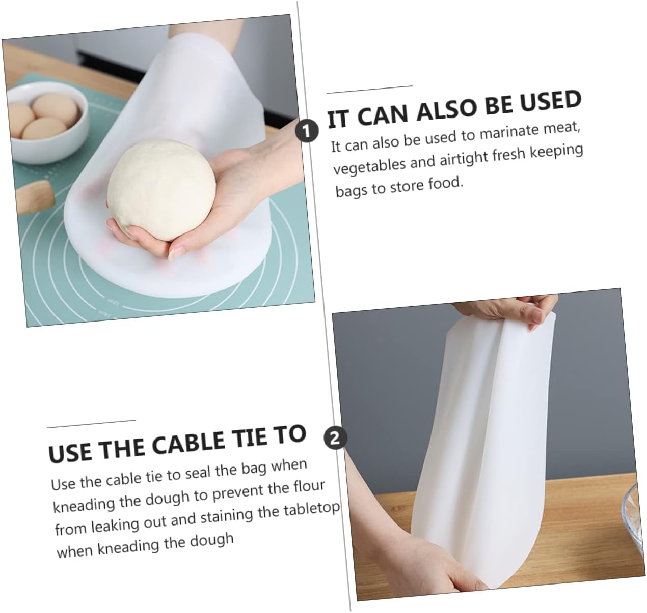Xmas Thickened Silicone Kneading Bag for Flour and Meat Food Safe