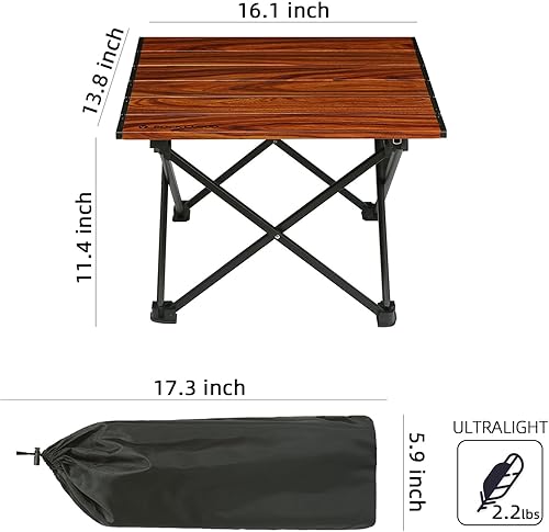 Vista 127 de Rock Cloud Mesa de camping portátil de aluminio ultraligera, plegable, mesa de playa para campamento, senderismo, mochileros, picnic al aire libre