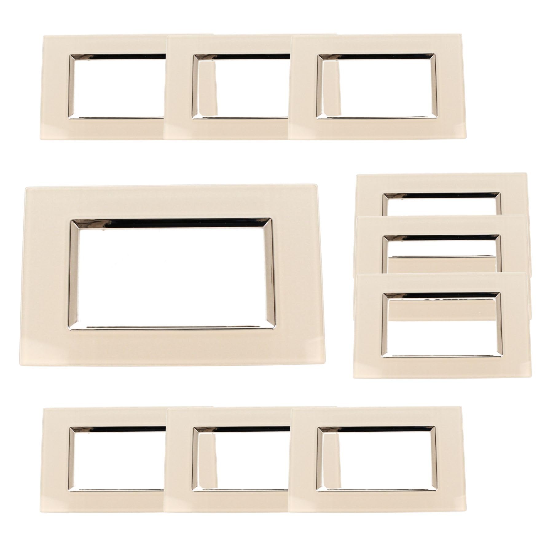 Plaques carrées en verre trempé 4 modules pour boîte 504 compatibles Bticino Living Light blanc