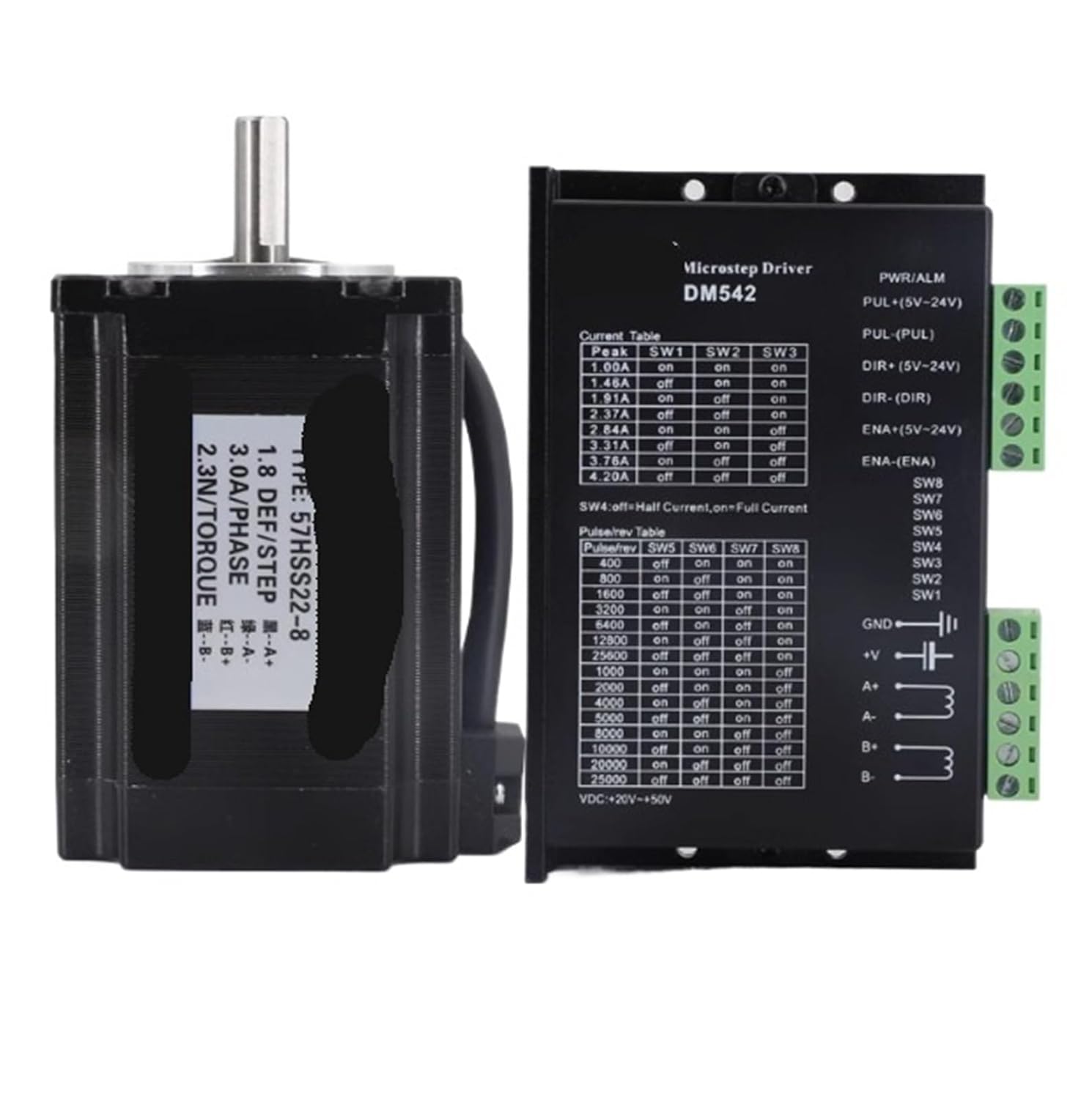 1pcs High Torque 57BYG250D Nema 23 Stepper Motor 4-Lead 2.5N 57x100mm Motor with TB6600 Driver for 3D Printer Robot Accessories(with DM542S)