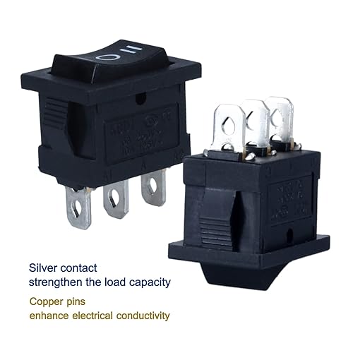 Miniatura 4 de Interruptor basculante de 3 pines SPDT de 3 pines con cierre de encendido y apagado y cierre a presión, 12 V, 110 V, 250 V, 10 A