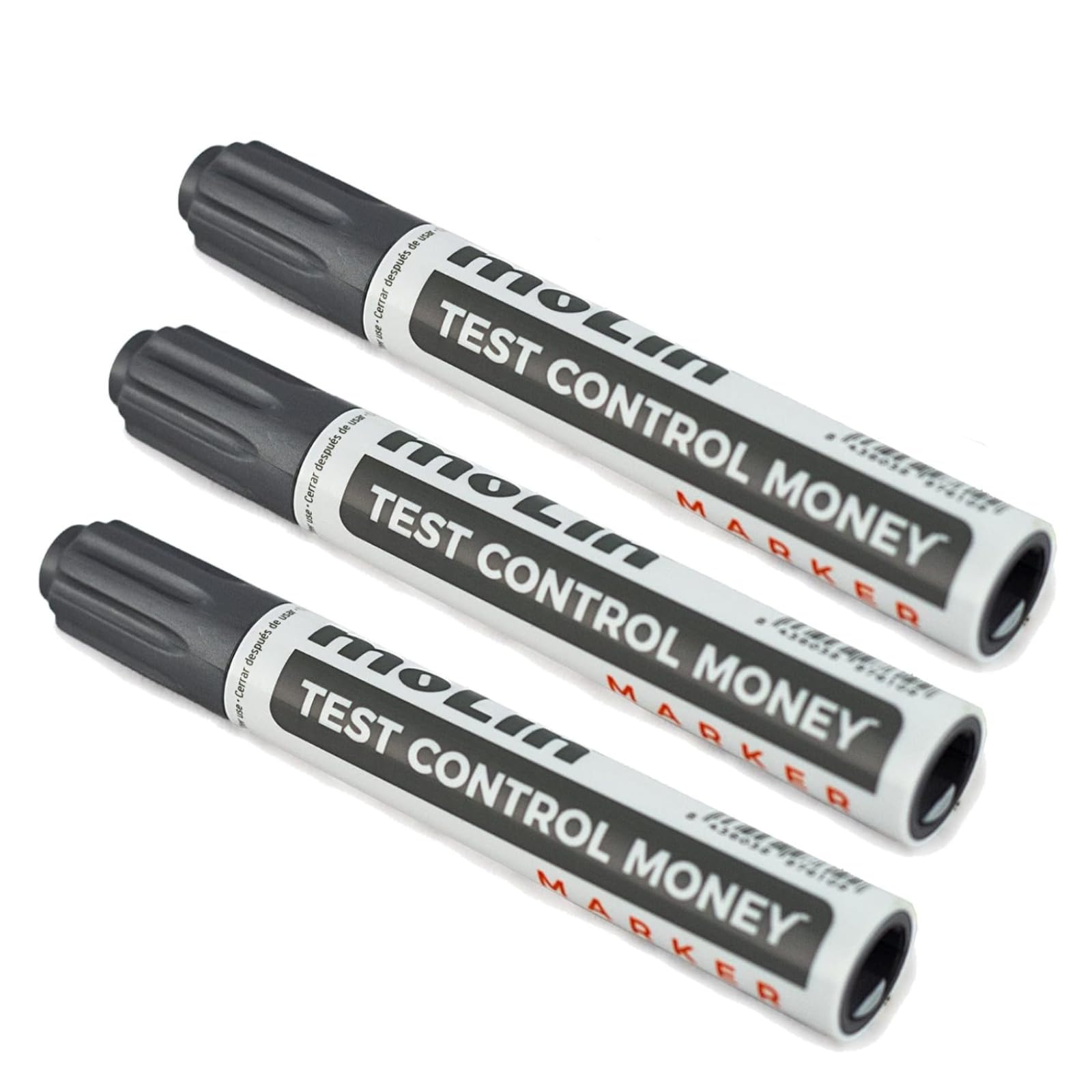 3 Uds Detector Billetes Falsos - Fabricado en España - Apto para Todos los Billetes de Euros, Dólar, Libras, etc. - Tinta Duradera - Rotulador Contador de Billetes - Supermercado Tienda Cajero Dinero