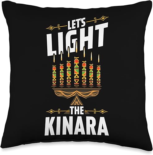 Miniatura 1 de African American Pride & Kwanzaa by NLTS Lets Light The Kinara Kwanzaa Candles Throw Pillow, 16x16, Multicolor