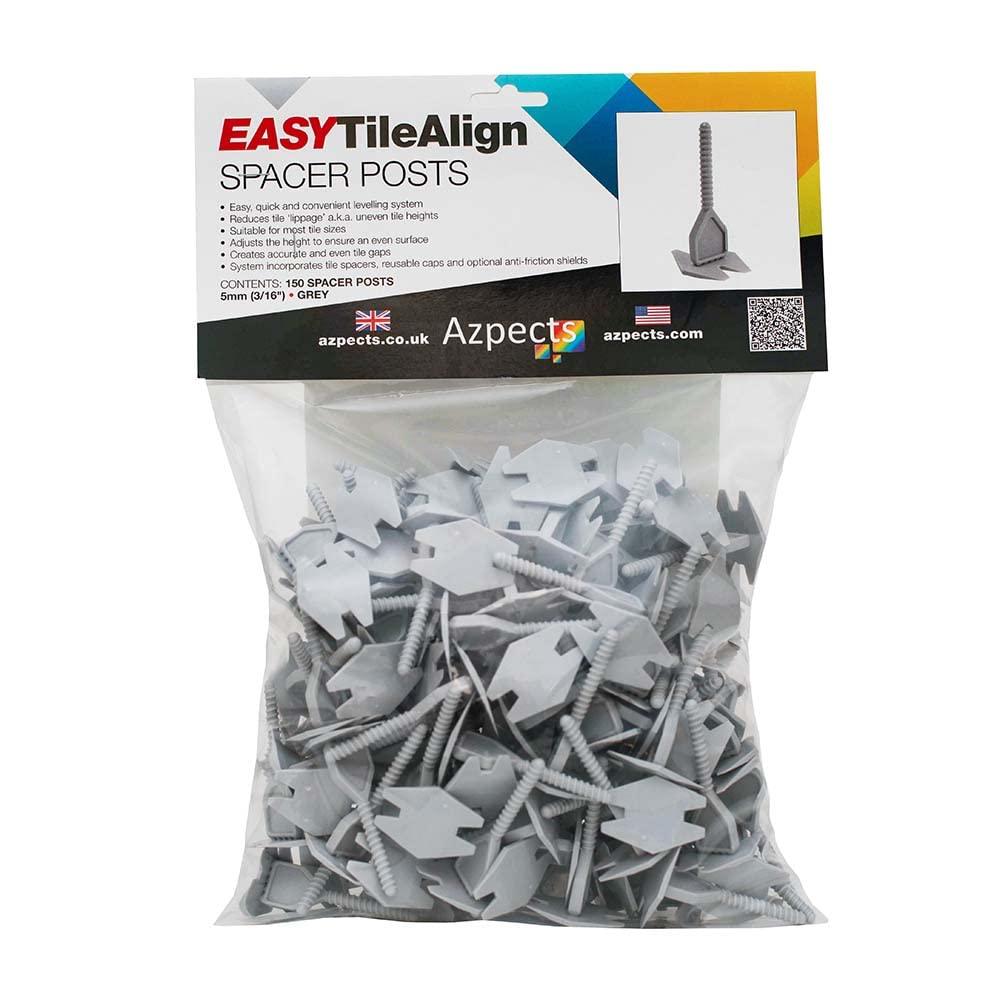 Azpects EASYTileAlign Pack of 150x 5mm (3/16") Leveling Spacer Posts for Tile Leveling System. Great for Professional and Home Use, Aligning Flooring Spacers Tool for Patio Slabs and Tiles