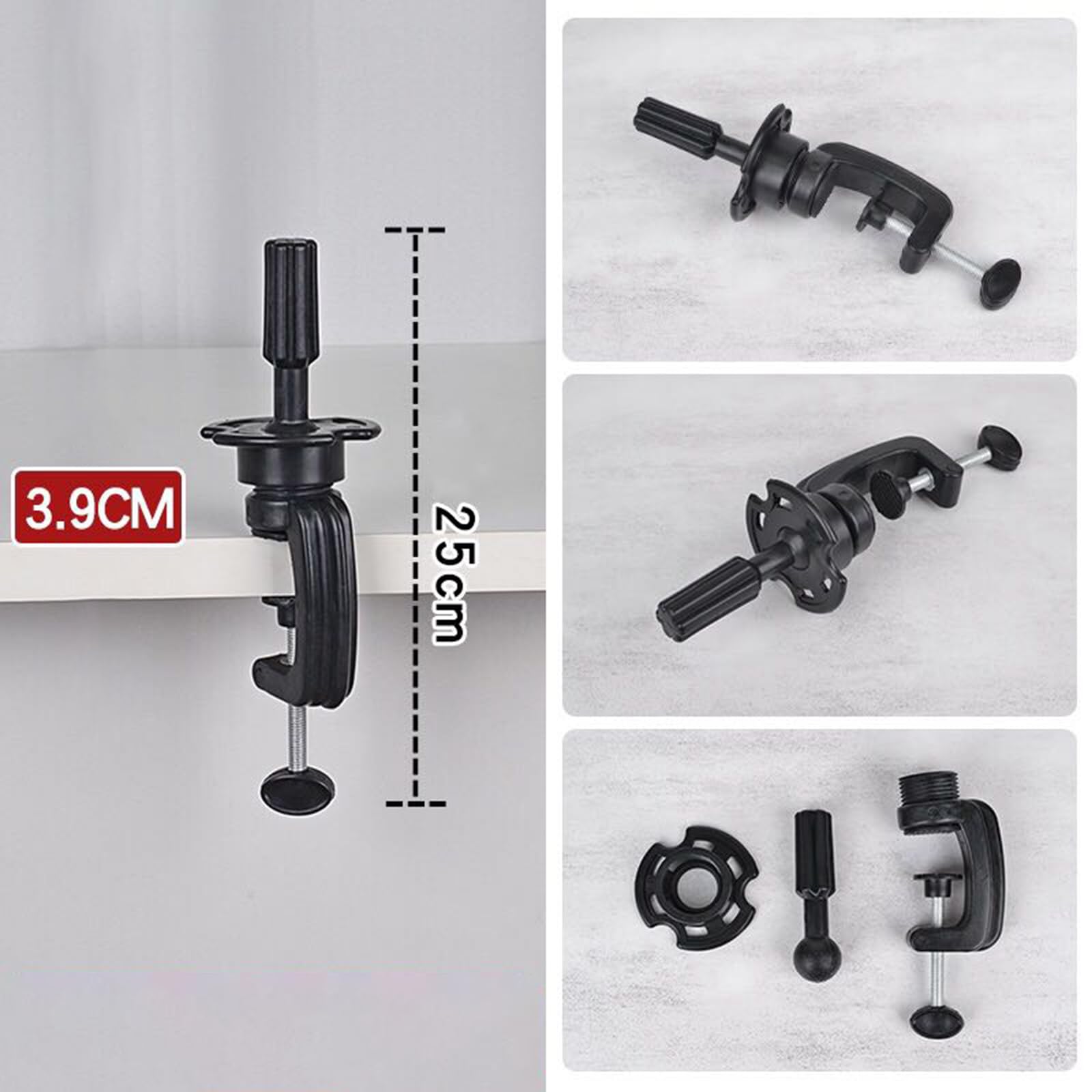 Praktischer Haarstyling-Puppenkopf mit stabiler Klemme für Training Mannequin Friseur 40,6 cm Hellschwarz