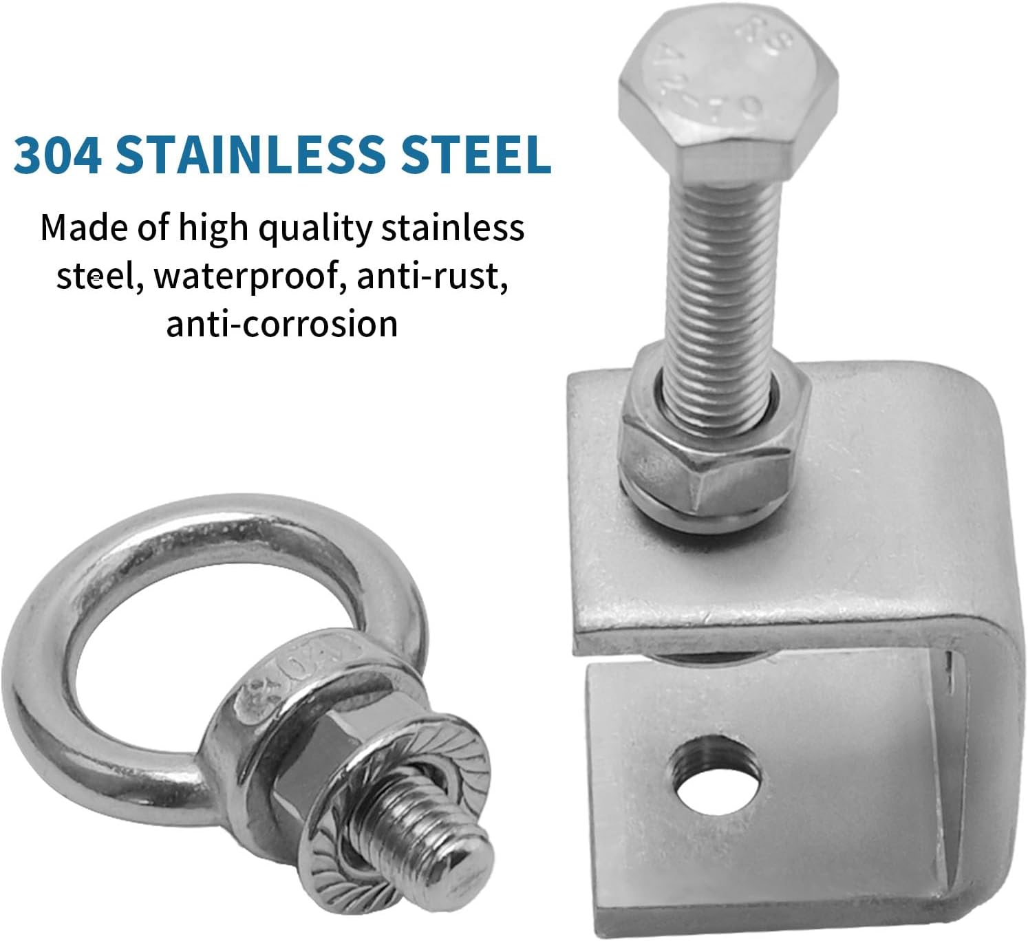Saihisday 1" 25mm C-Clamps, 6PCS Stainless Steel Beam Clamp with M8 Stainless Steel Screw Ring, I-Beam Design U-clamps Universal Desk Clamp for Metal Mounting Welding Building Household