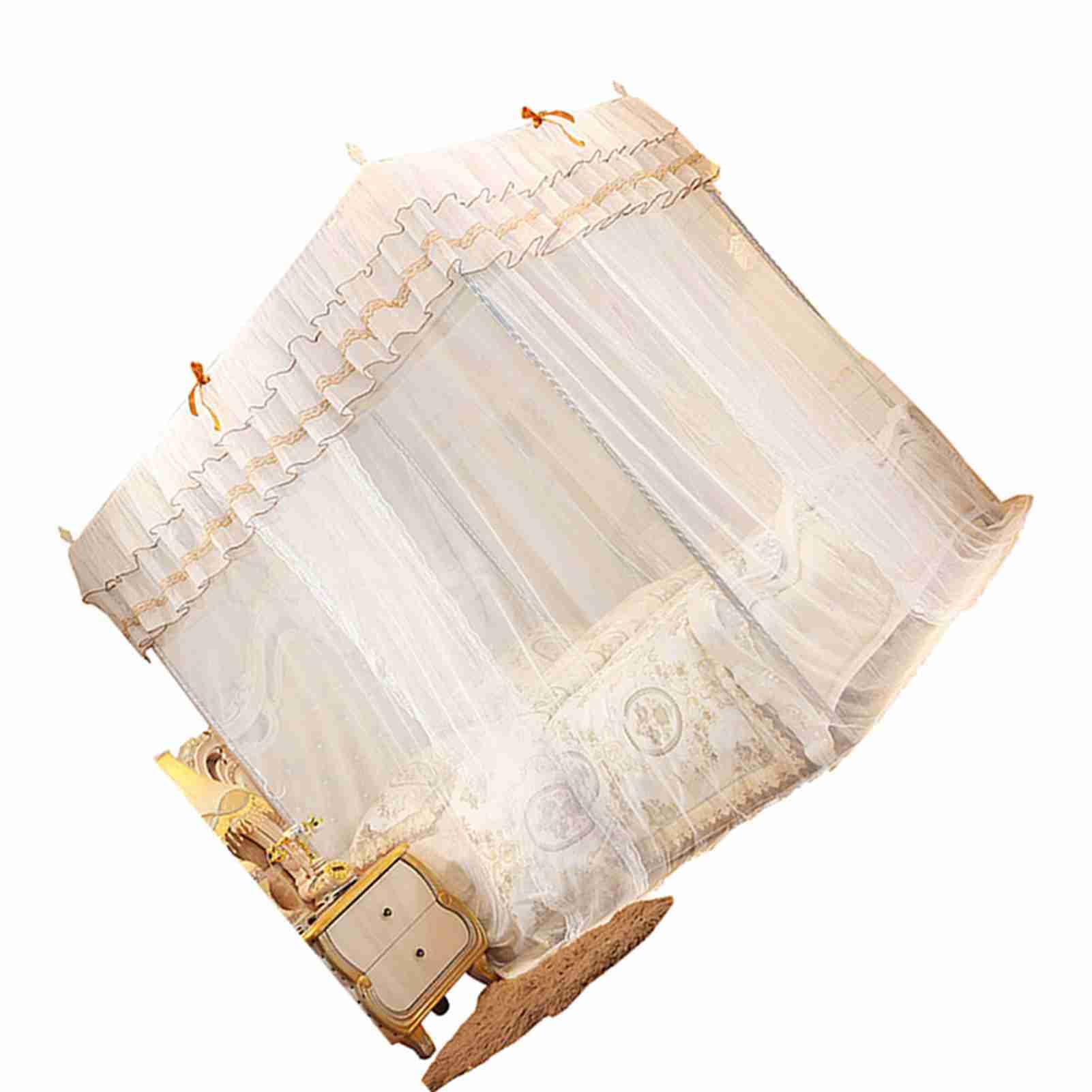 Dosel de cama de princesa Akozon 180x200 con cortinas de malla lavable