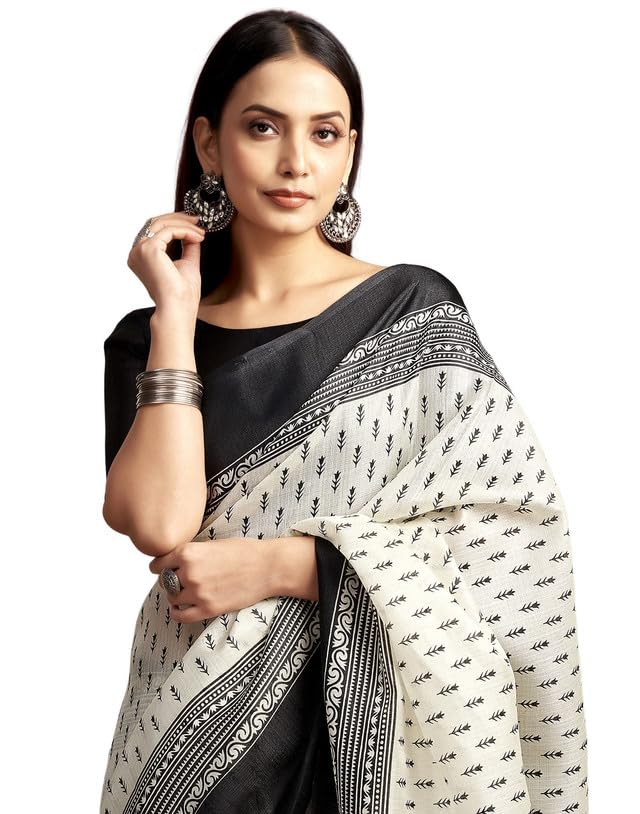 SIRIL Women’s Bagalpuri Silk Saree | Varli Printed Saree With... SIRIL Women’s Bagalpuri Silk Saree | Varli Printed Saree With...