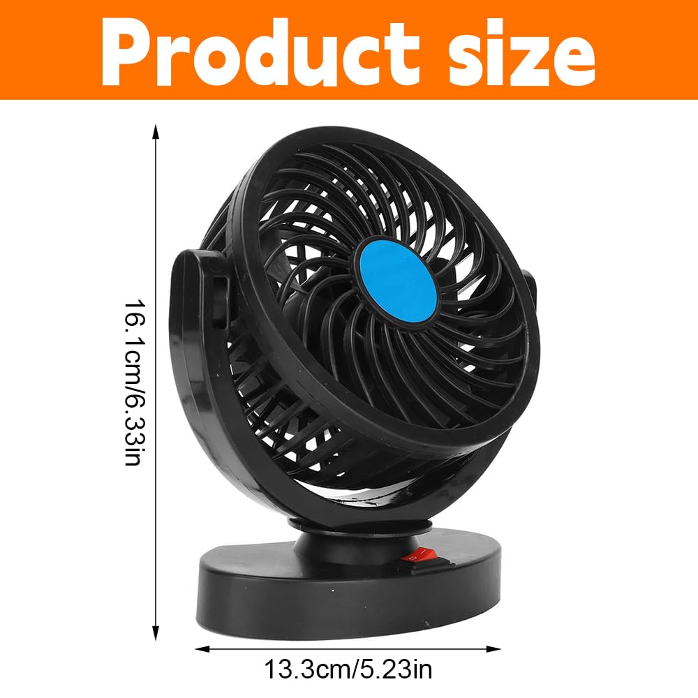 Ventilatore Auto 12v, 360° Ruotabile Ventilatore Per Auto con Presa Accendisigari, Ventola Per Auto con 2 Velocità,Novità 2026,Ventilatore Portatile Auto per Tutti i Veicoli Familiari, Furgoni