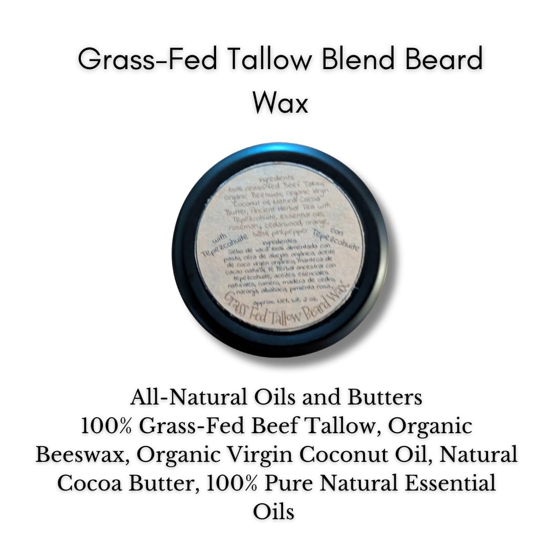 Ancient Releaf Grass-fed Beef Tallow Beard Wax, with Tepezcohuite, All-Natural, Shaping, Sculpting, Mustache and Beard, Natural Hold, Grooming for Men 2oz. Tin - Image 4