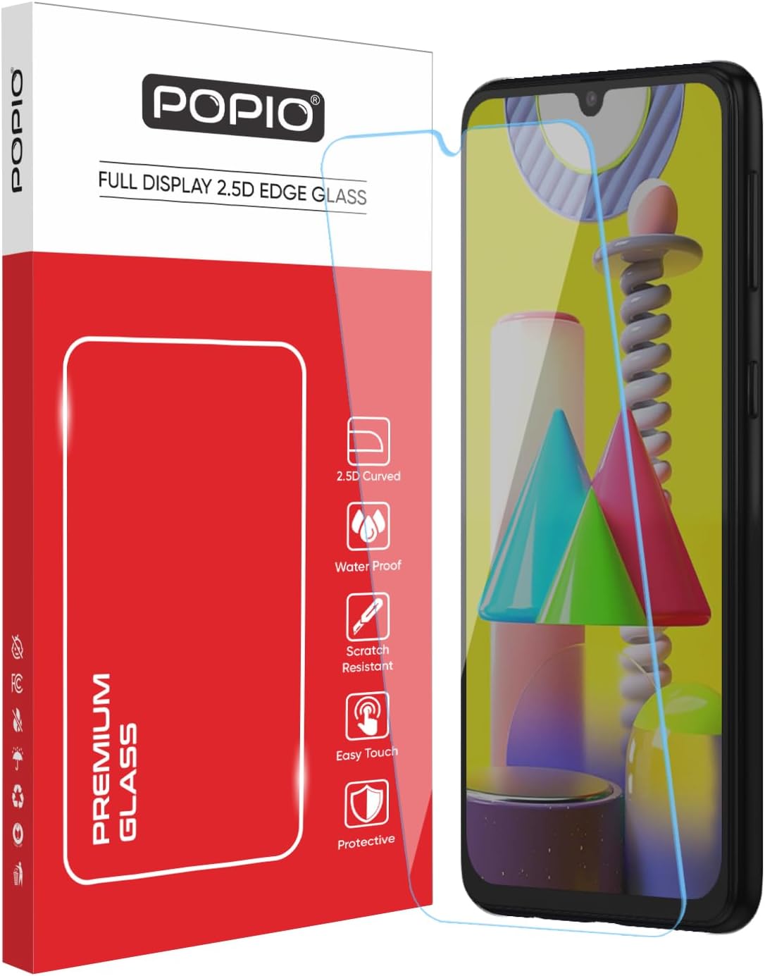 POPIO Tempered Glass Screen Protector for Samsung Galaxy F41 / M31 / M21 / M21S (Transparent) Full Screen Coverage (Except Edges) With Easy Installation Kit For Cellphone