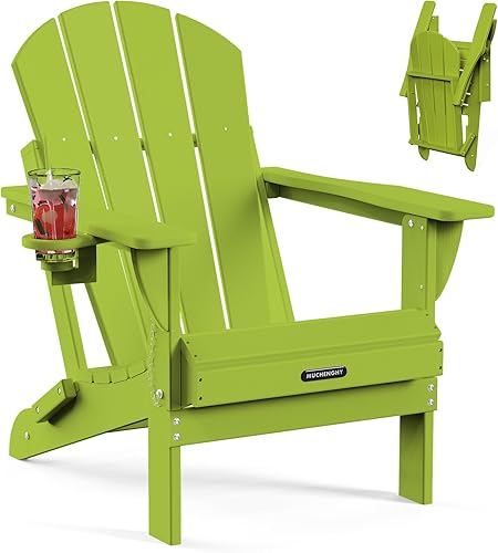 Miniatura 21 de MUCHENGHY Paquete de 2 sillas plegables Adirondack para patio y césped, sillas de exterior y patio, resistentes a la intemperie con soporte