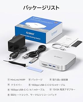 秀之 Mac mini 2024 + ORICO MiniLink Orico MiniLink M47P stacja dokująca 7-w-1 40Gb/s 2x M.2 USB