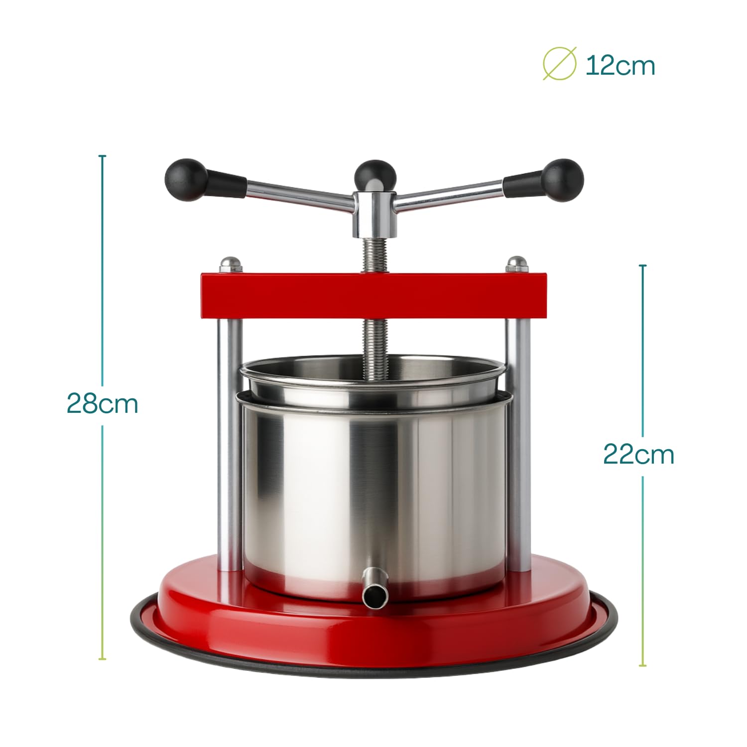 Virsus Torchietto in acciaio inox con diametro pari a 12 cm, capacità 2,5 Litri, pressa premitutto per alimenti, melanzane, liquore, vino, frutta, verdura, mirto, Made in Italy