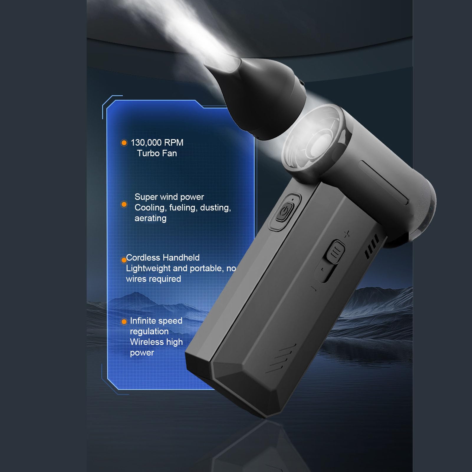 Duster Powietrza Sprężonego, 130000 Obr./pm Electric Air Duster z Akumulatorami 8000 MAh, Bezbłędna Dmuchawa do Komputera, Klawiatura, Dom, na Zewnątrz, Samochód