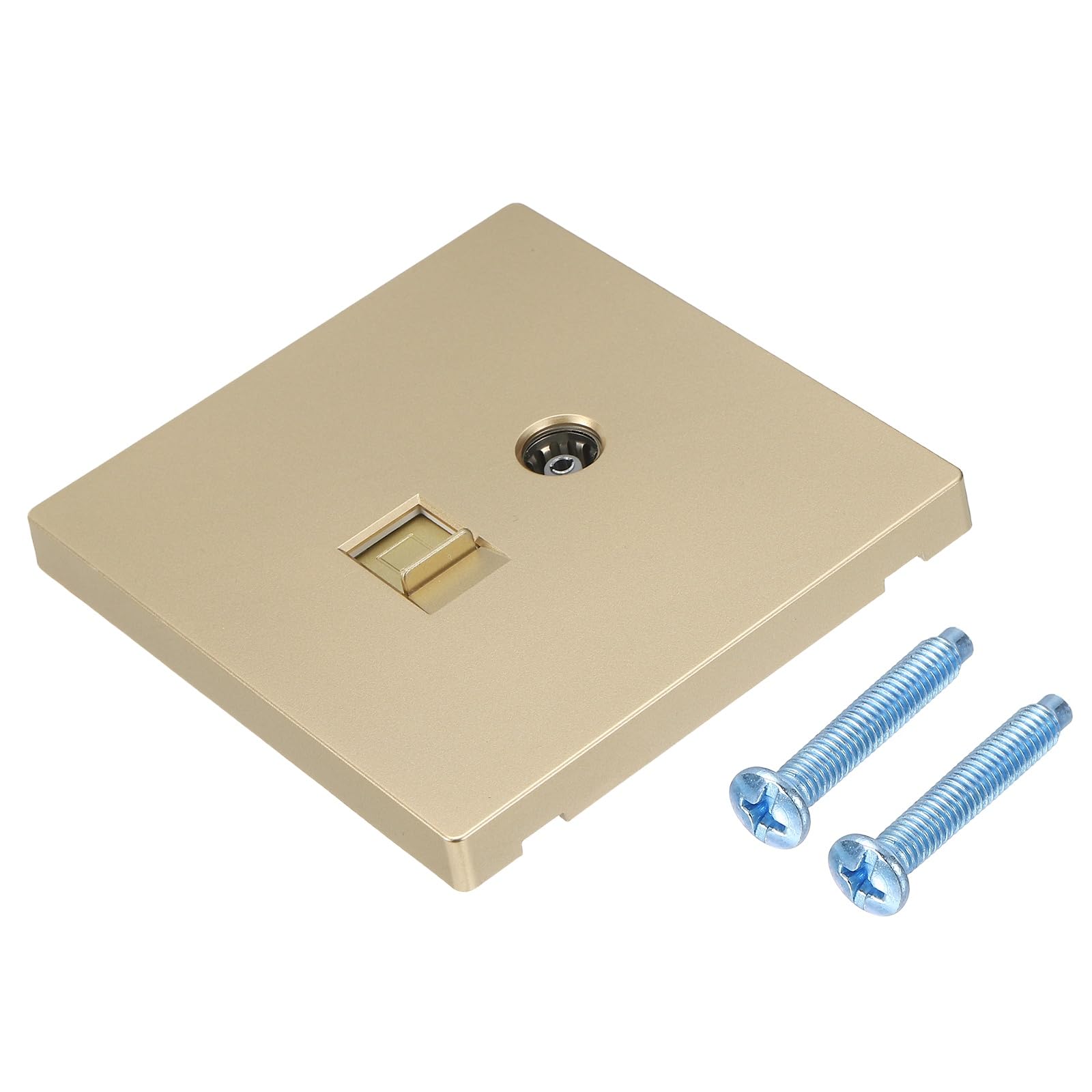 sourcing map RJ45 CAT6 Socket, TV Aerial Coaxial Socket Wall Plate Outlet with M4 Screw for Home Ethernet Cable Lead Networking, 90 x 86 mm, Golden