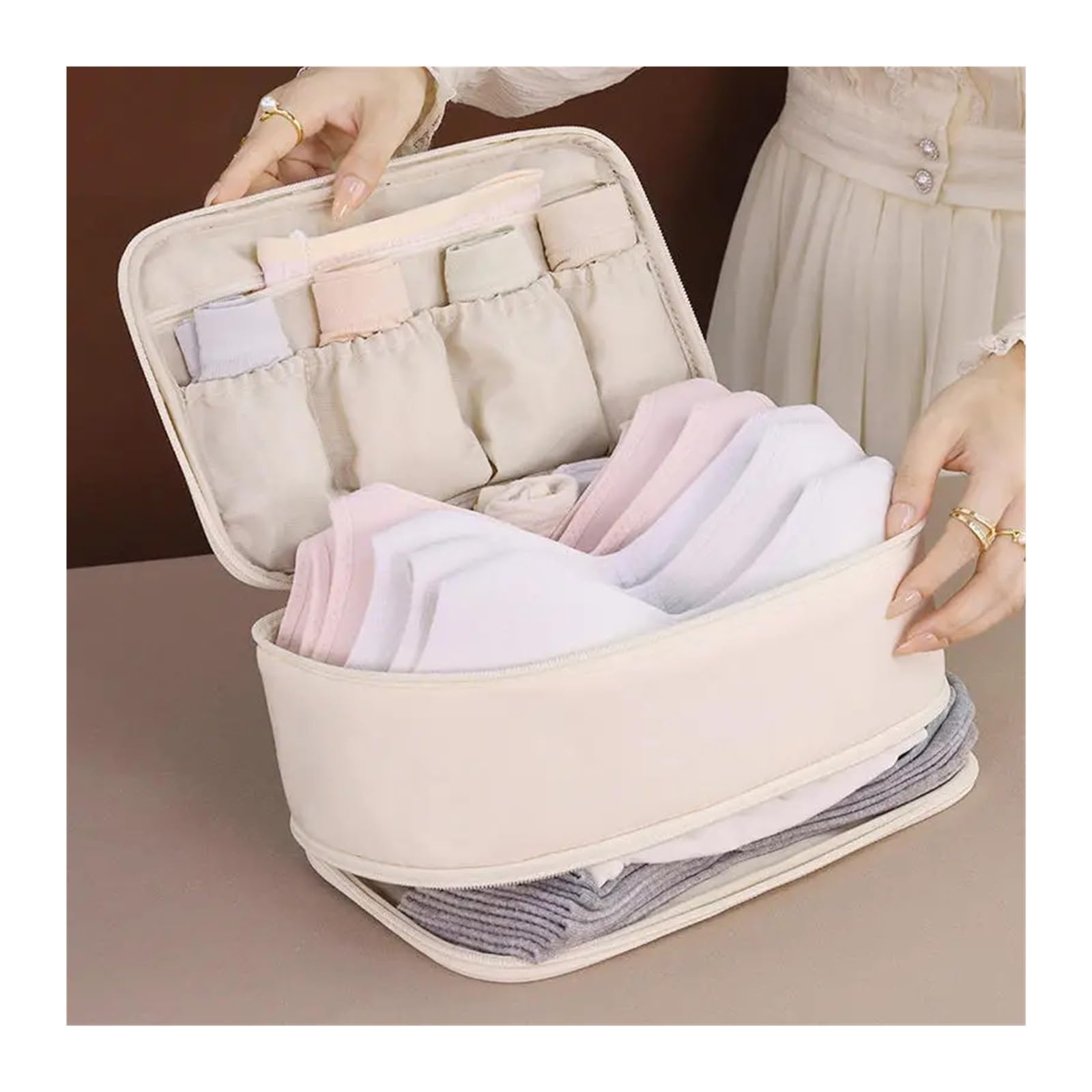 Organizer Per Biancheria Intima Da Viaggio Borsa da viaggio, collant intimo portatile, borsa for l'organizzazione dei calzini, borsa for bagagli di grande capacità a doppio strato