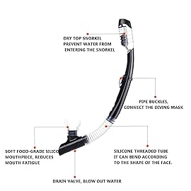 Snorkel mask Snorkeling Set for Adults and Youth, Diving mask and Full Dry Snorkel Swim Googles is Suitable for Snorkeling, Dive Scuba Diving, Swimming (Black-Transparent)