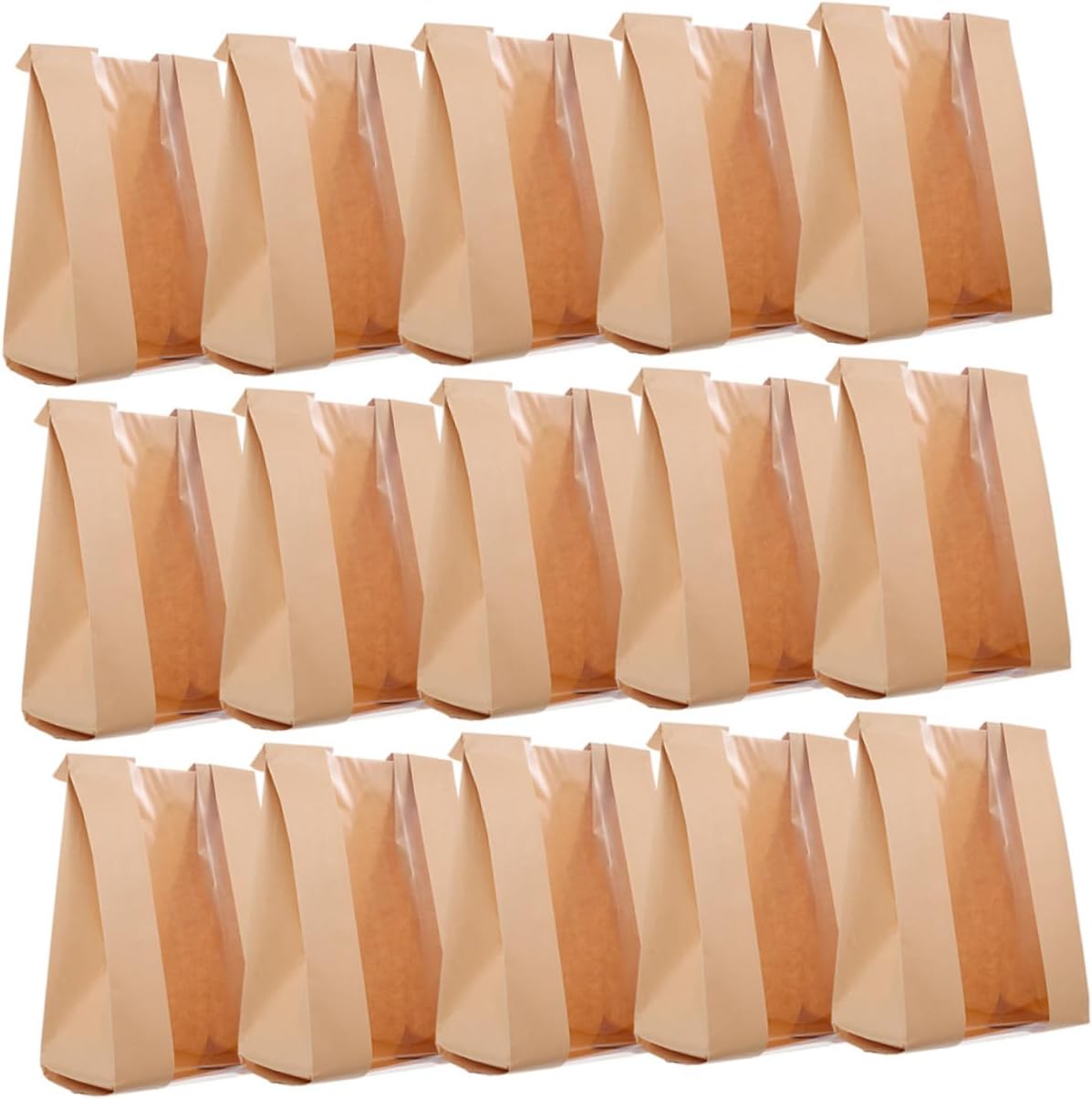 100pcs Clear Window Paper Sandwich Bags for Bakery Toast Cookies Food-safe Kraft Bags for Homemade Bread Pastries Baked Goods Storage