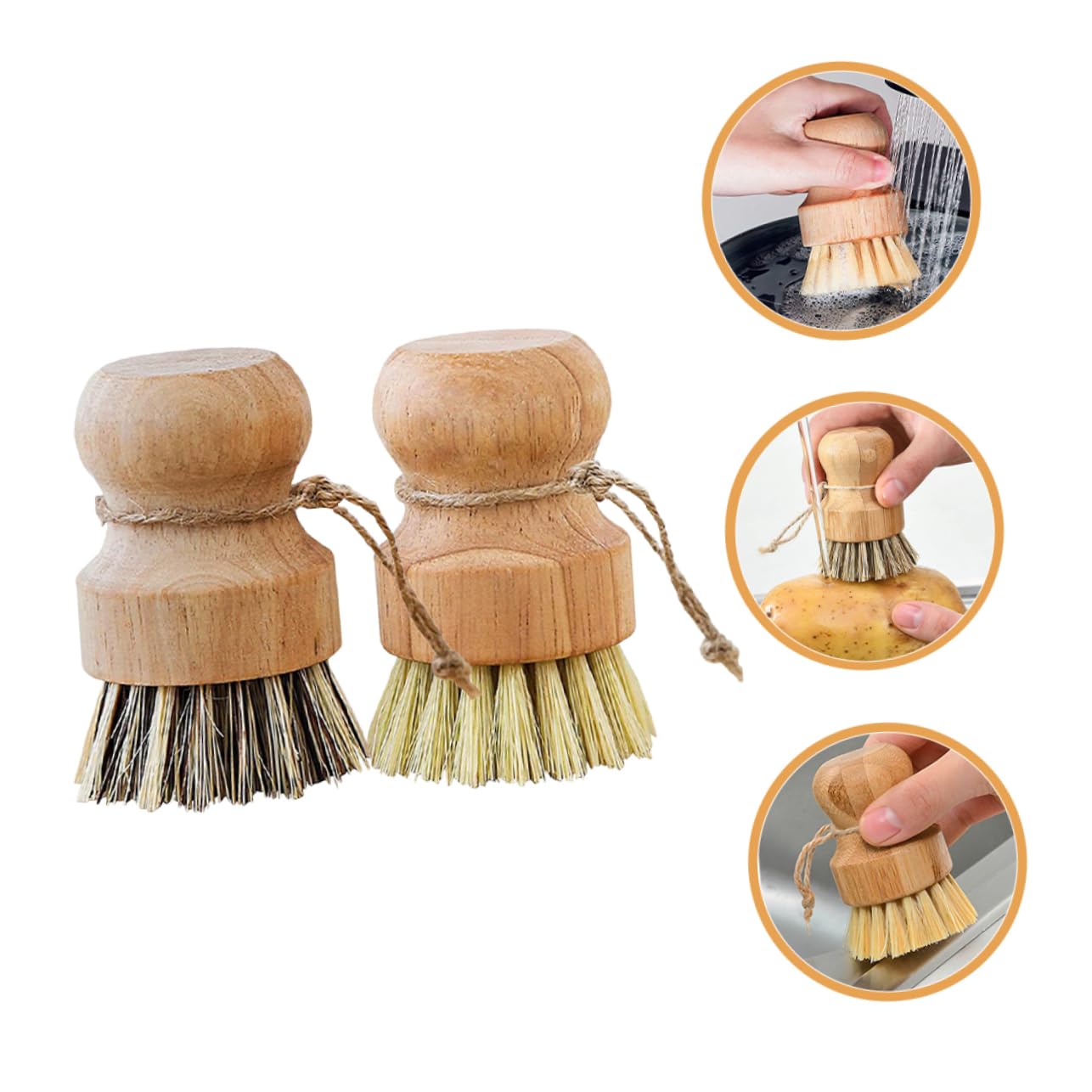 TOPBATHY 4 Juegos Juego De Cepillos para Platos De Cocina Cepillo Recogedor Cepillo para Platos con Dosificador De Jabón Acondicionador De Tela Cacerola Hundir De Madera 4 Uds * 4