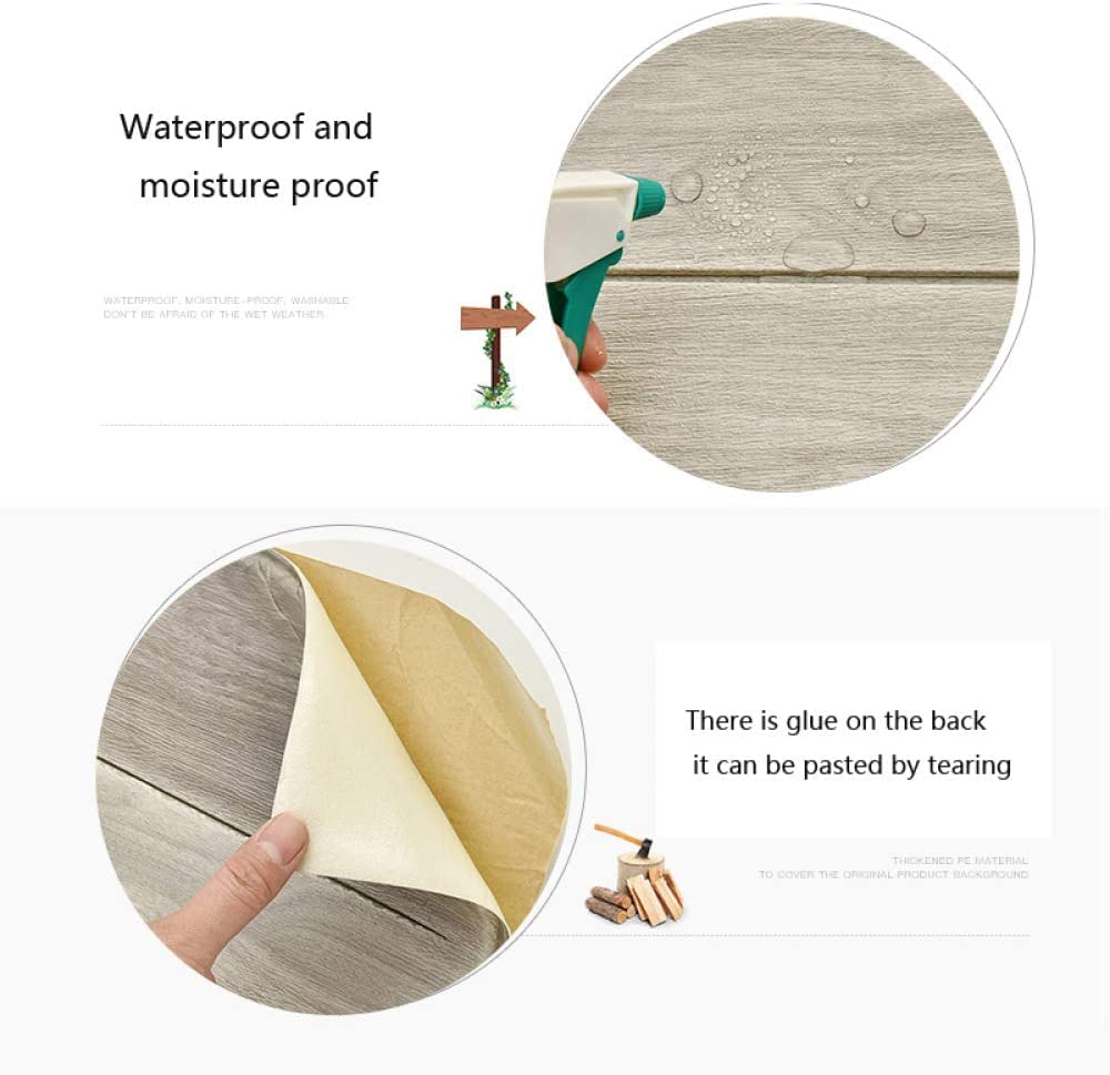 Pannelli 3D Adesivi Per Parete - Effetto Mattone/Pietra, Schiuma PE, 10 Pezzi (Grigio Legno) - Foto 4