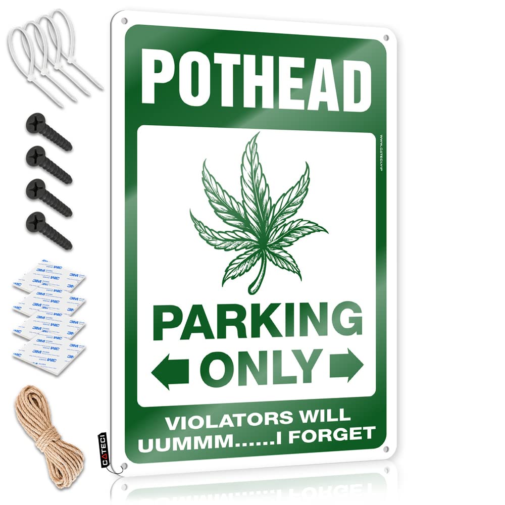 KRAZMURONGD Mens Room Sign Pothead Parking Only Tin Sign Funny Home Sign Funny Sogns(30X40CM)