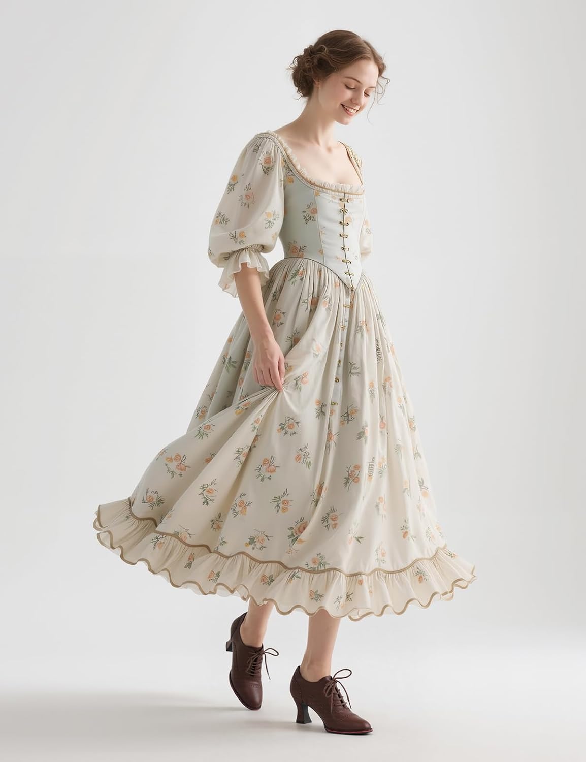 Women's Black Oxfords Dress Wingtip Vintage Comfortable Chunky High Heel Lace Up Brogues Booties - Image 2