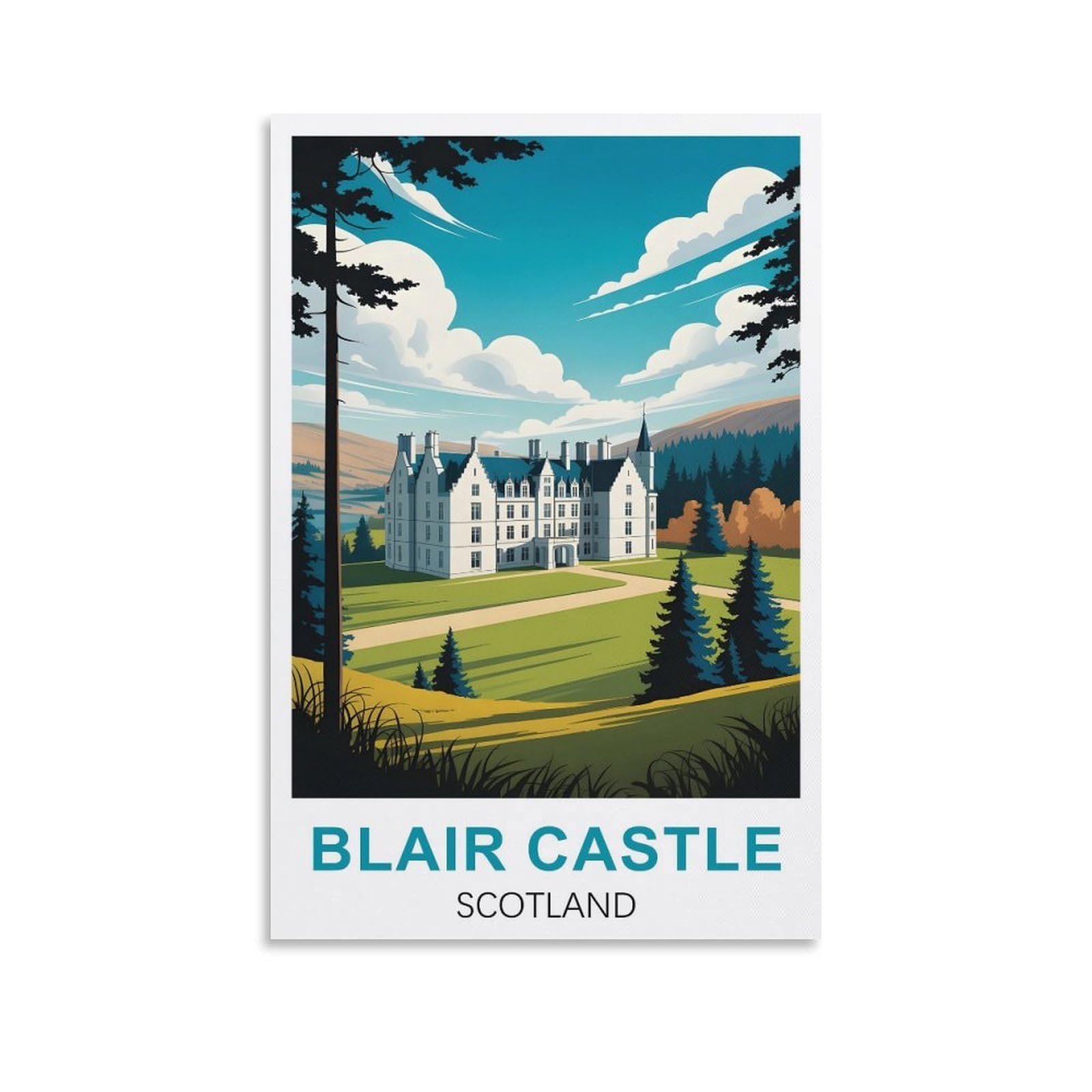 EZMLFA DIY Diamond Painting,Blair Castle Scotland 5D Landscape Diamond Painting Kits for Adult, Gem Art Crystal Art Kits for Adults, for Home Wall 50x60cm