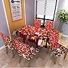 5st Kerst Eetkamerstoel Hoes Kussenovertrekken Tafelkleed Stoelbeschermer Stoelbeschermer Kussenovertrekken Stretch…