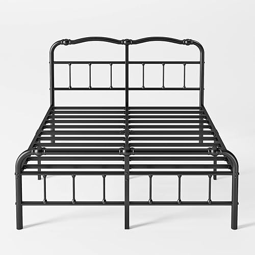 VTWAZAST Base de cama Queen de 14 pulgadas, resistente, con cabecero y estribo, no necesita somier, fácil montaje, antideslizante, sin ruido, color