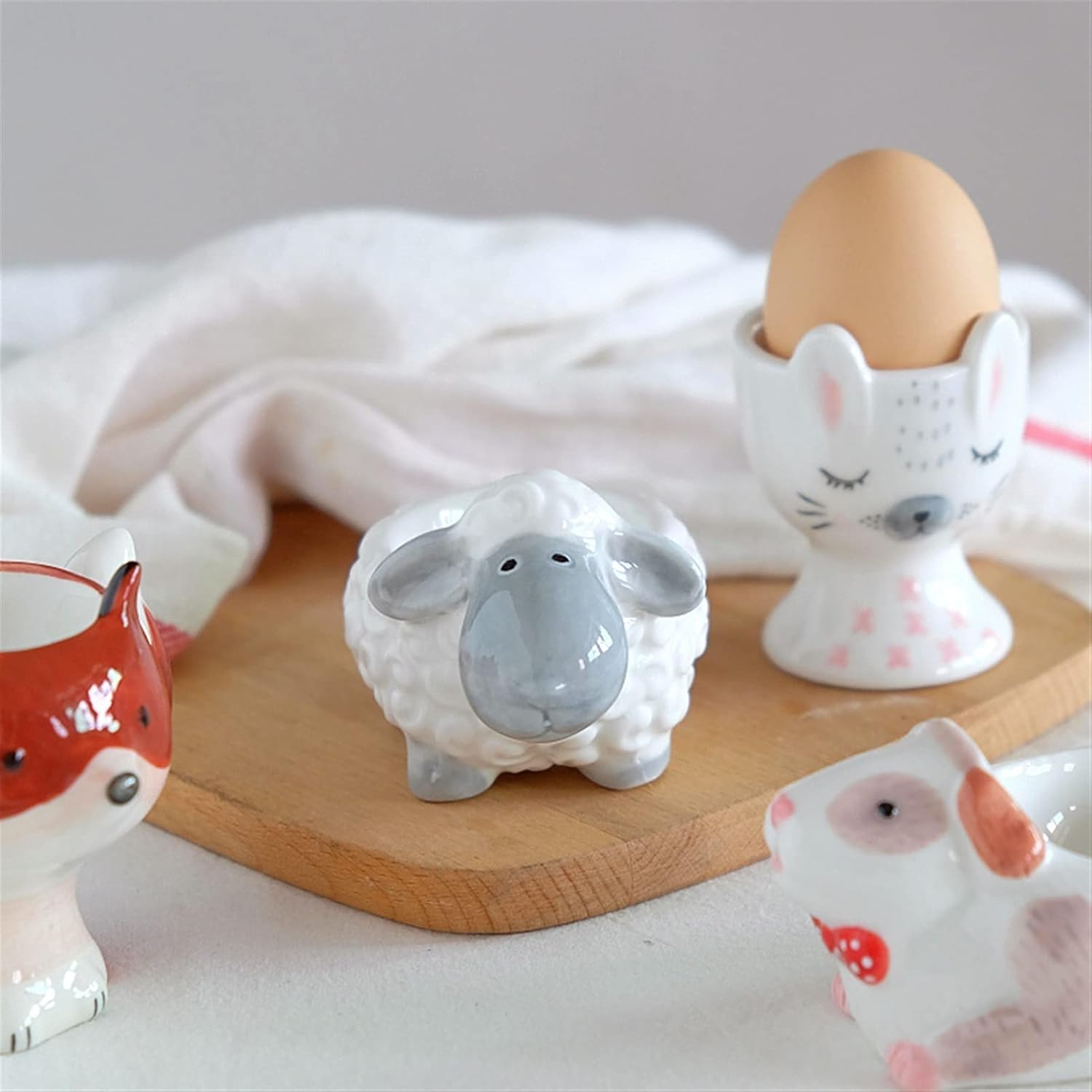 4 Porcelain Egg Holders Ceramic Egg Cup Set Egg Holders for Hard Boiled Eggs for Breakfast Brunch Kitchenware Home Kitchen Decoration Egg Baskets (Color : H) (I) (C)