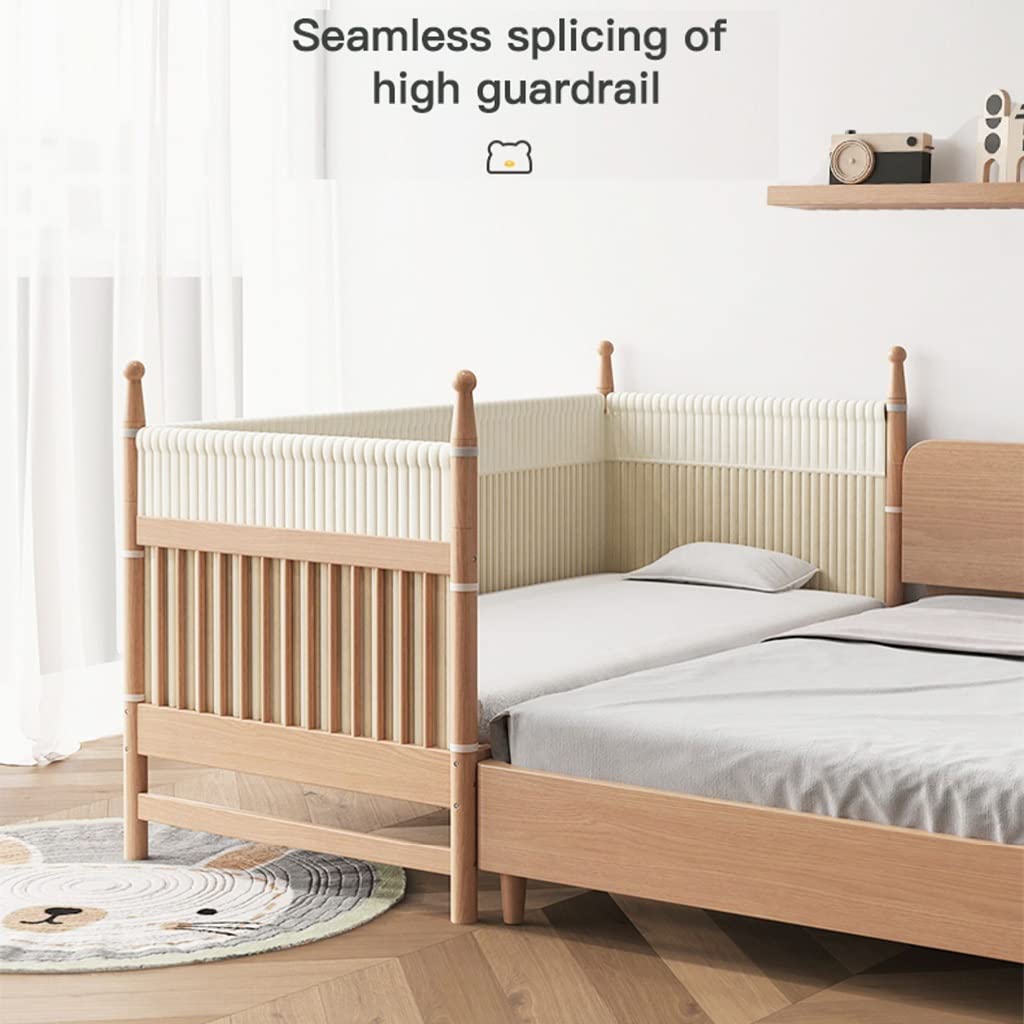 Cama de Costura para Niños, Ensanchar Recién Nacido Cama Lateral Plataforma de Madera Marco de La Cama Colchón Empalme Ensanchamiento Cama Infantil, con Colchón de 5cm