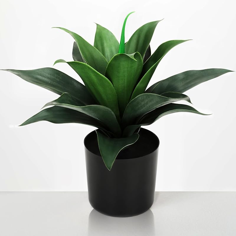 Agave Plant Artificial Large Artificial Succulent Faux Agave Plant in Pot | 12" Artificial Potted Plants Realistic Greenery for Indoor Desk Office Home Decor Bathroom Kitchen Shelf Centerpiece Decor