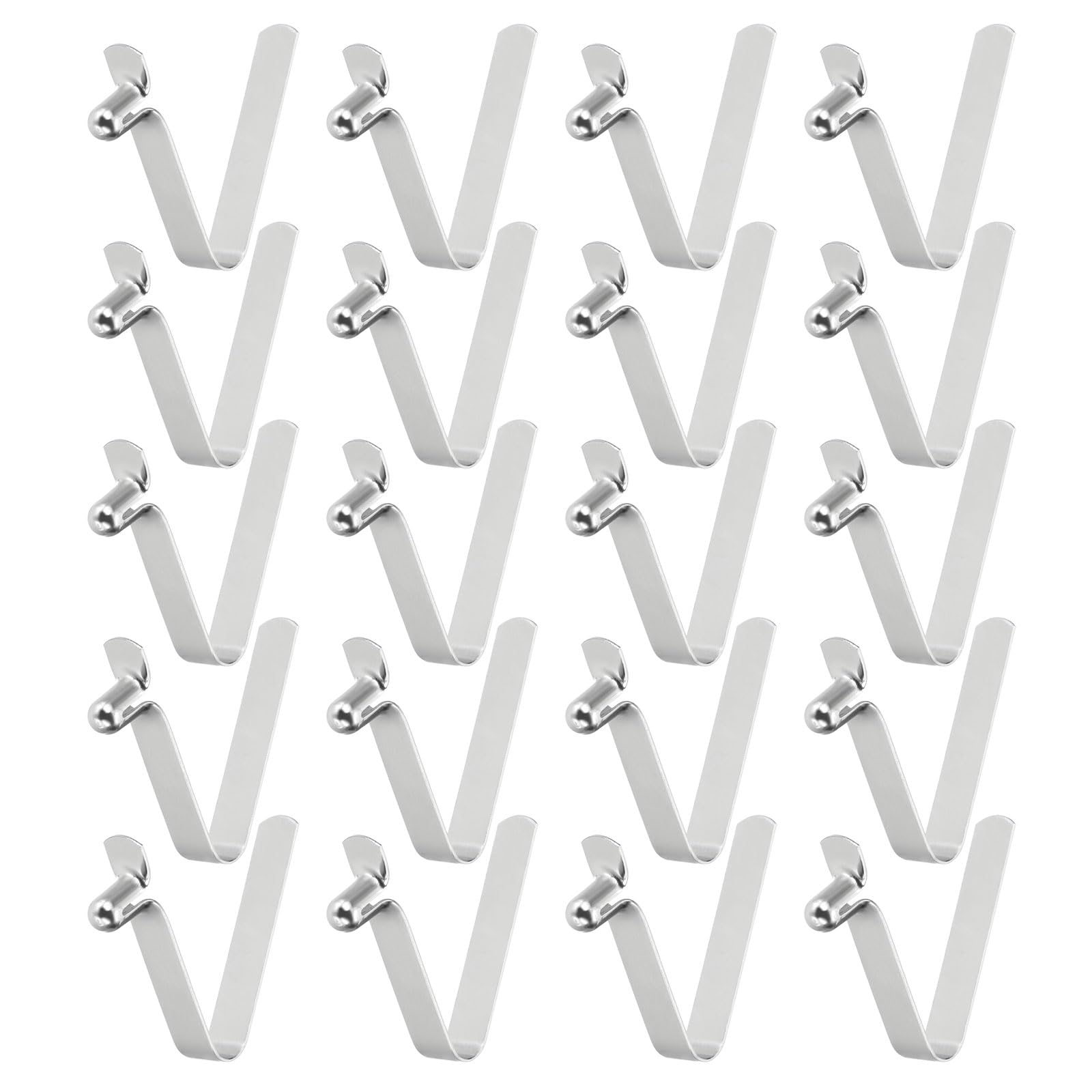 sourcing map 20pcs Single Button Kayak Paddle Snap Spring Clip 3.8x6.5x25mm 65Mn Spring Steel V-Shaped Hollow Lift Telescopic Locking Tube Pole Clips for Tent Umbrella Camping